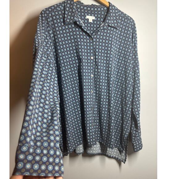 J. Jill Women XL Button Down Long Sleeve Collard Hi-Lo Blouse Business Casual - Picture 5 of 8